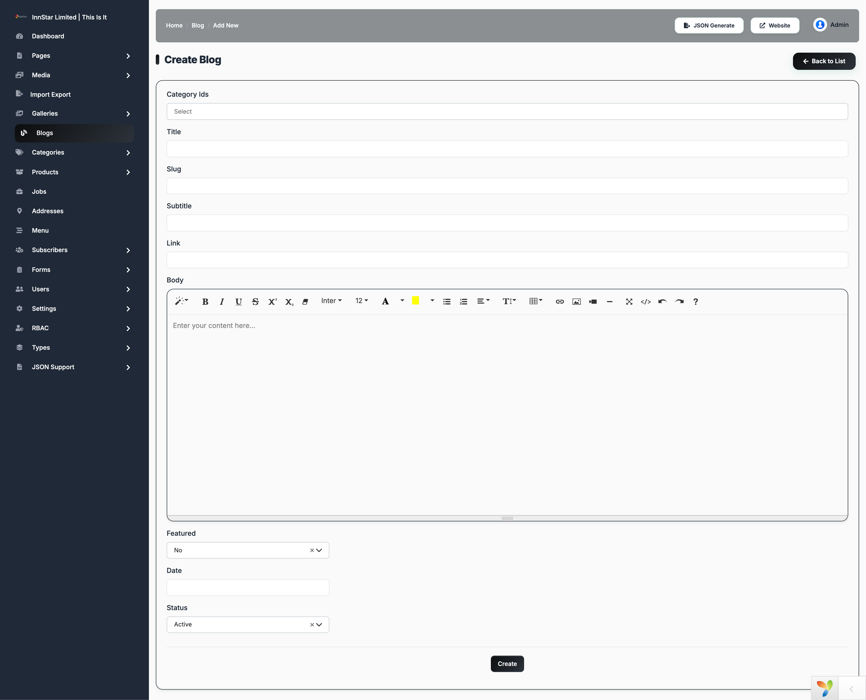 Create Blog Step 2