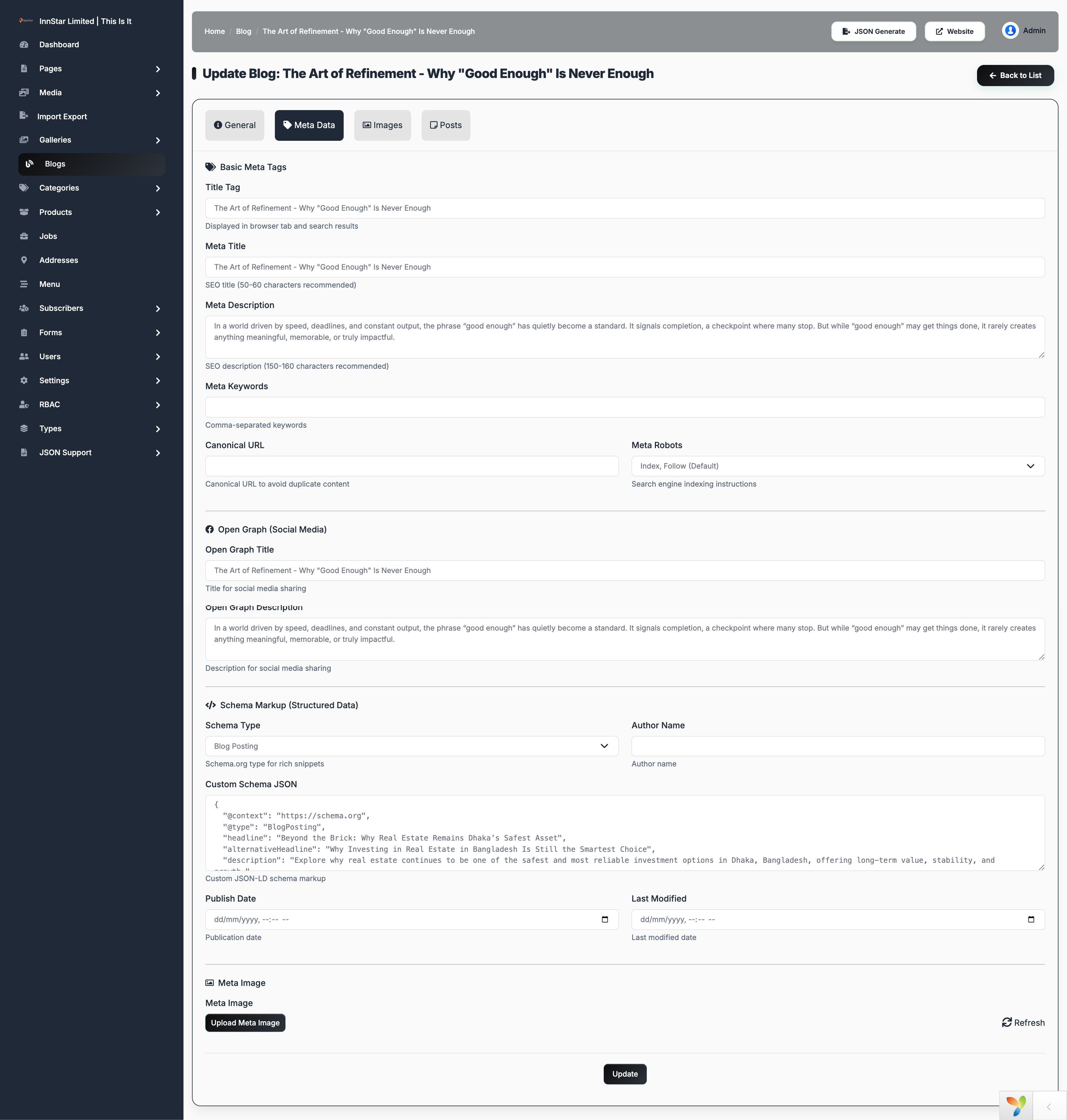 Blog Meta Data