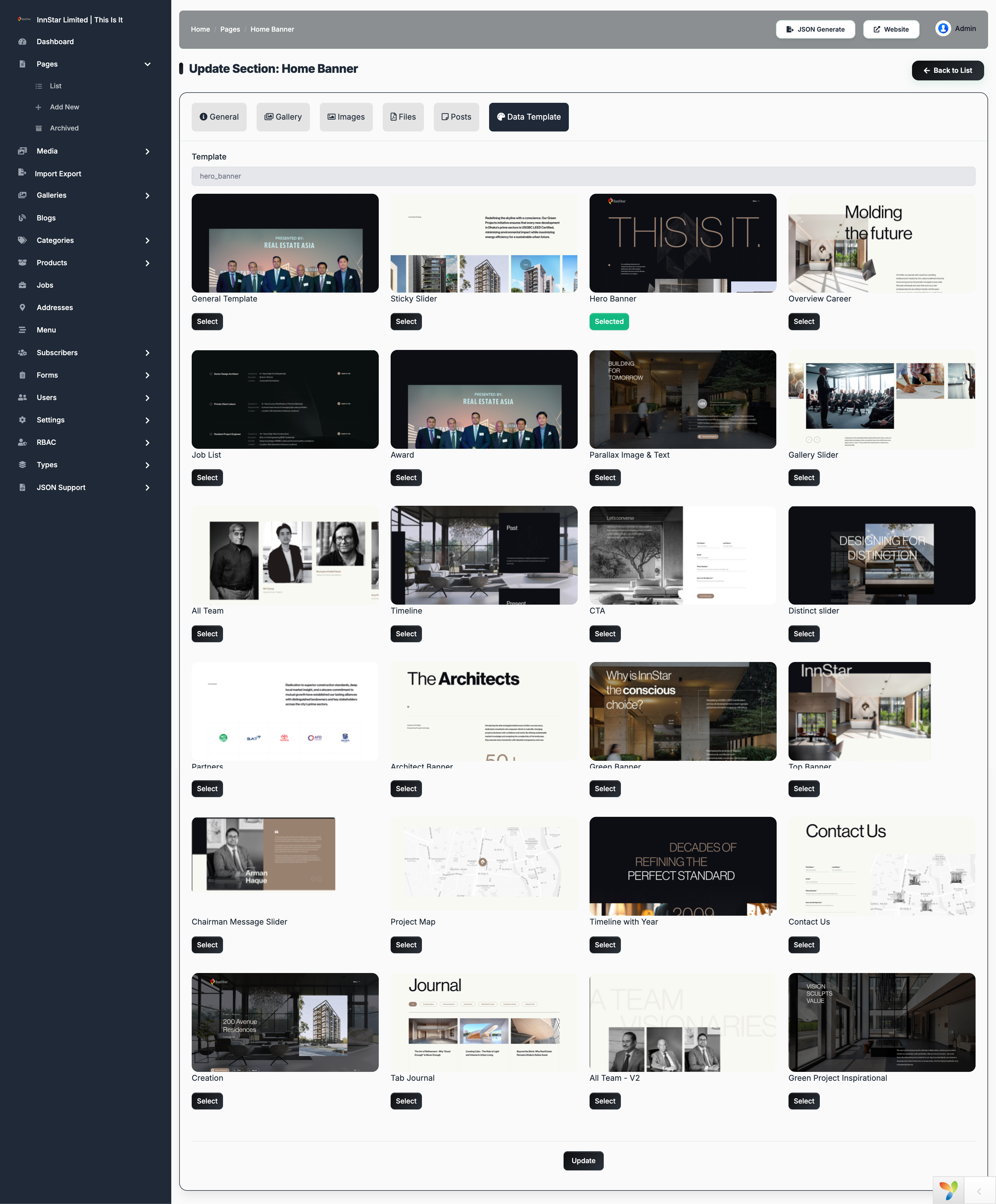 Section Data Template