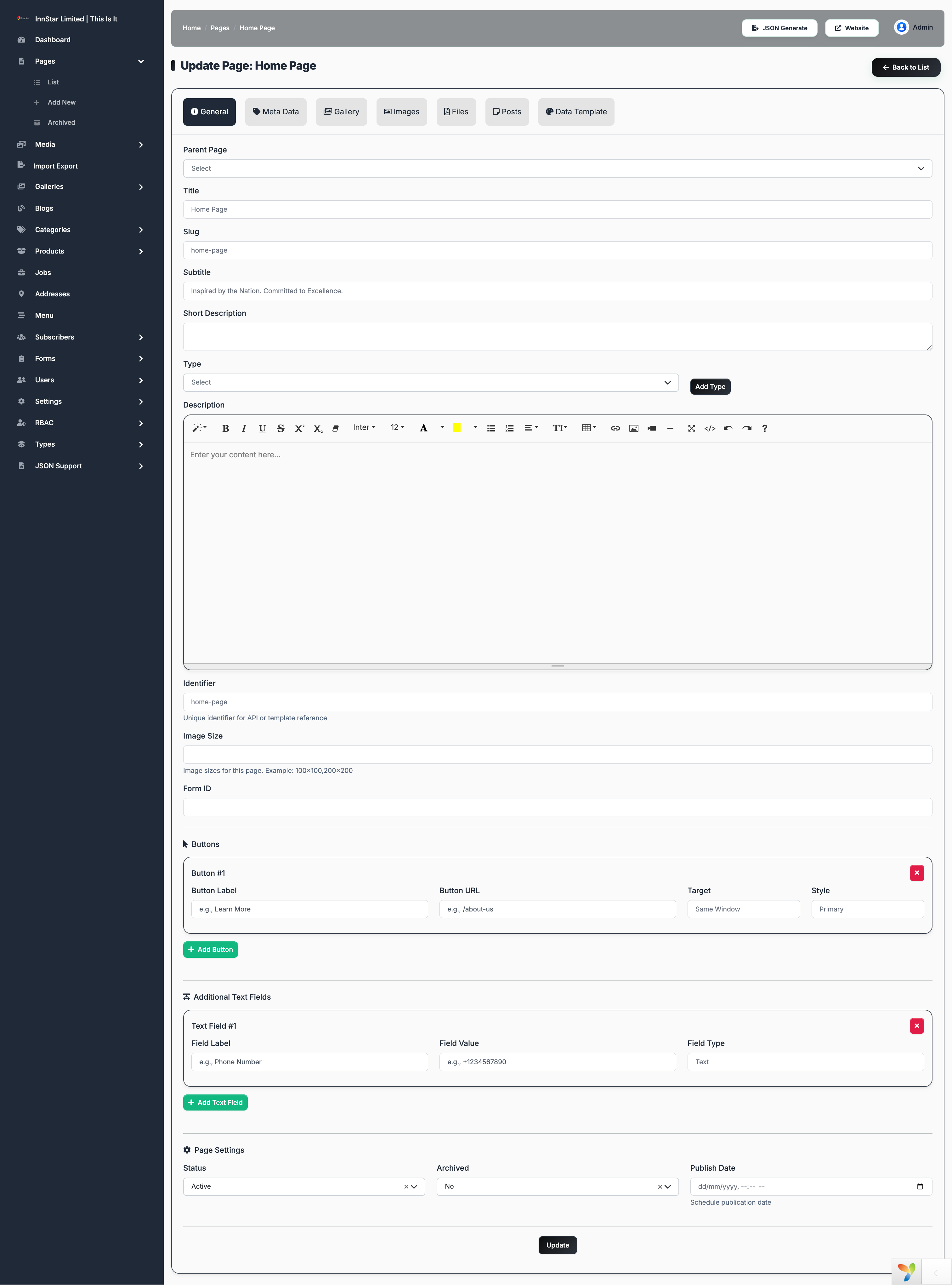 Update Page
