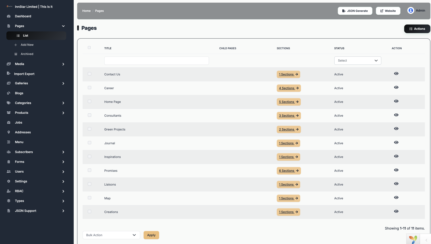 Pages List